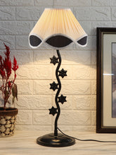 Vintage Black & White Cotton Zig Zag Star Table Lamp with Iron Base (AE18)